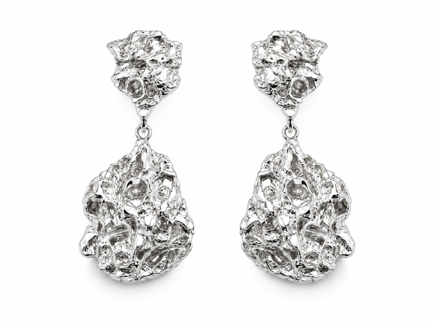 Molten Texture Gold Drop Earrings – Sculptural Statement Earrings