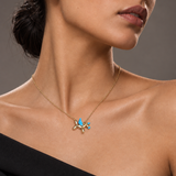 Blue Enamel Unicorn Gold Vermeil Charm Necklace