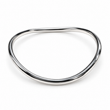 Sculptural Sterling Silver 6mm Slip-On Bangle Bracelet