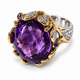 35 Carat Amethyst Cocktail Ring – Brutalist Sterling Silver