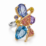 Multicolor Gemstone Sculptural Cocktail Ring