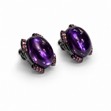 Oval Amethyst & Pink Sapphire Stud Earrings