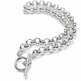 Sterling Silver Oversized Rolo Link Necklace w/ Toggle Clasp