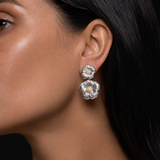 Two-Tone Sculptural Flower Sterling Silver Statement Earrings