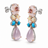 Blushing Garden Rose Quartz & Multi-Gemstone Drop Earrings