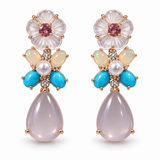 Blushing Garden Rose Quartz & Multi-Gemstone Drop Earrings