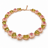 Carved Rose Quartz & Lemon Quartz Floral Necklace