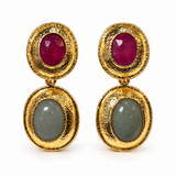Ruby & Moonstone Convertible Drop Earrings