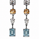 Blue Topaz, White Topaz & Citrine Drop Earrings
