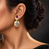 Ruby & Moonstone Convertible Drop Earrings