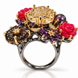 Fantasy Garden Blooming Rose Gemstone Ring