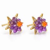 Celestial Bloom Amethyst & Carnelian Starburst Stud Earrings