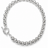 Sterling Silver Oversized Rolo Link Necklace w/ Toggle Clasp