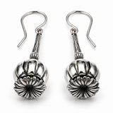 Sterling Silver Sculptural Opium Flower Drop Earrings