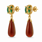 Carnelian & Green Chalcedony Gold Vermeil Drop Earrings
