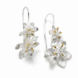 Sterling Silver Double Drop Flower Earrings