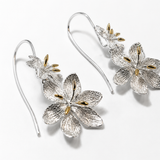 Sterling Silver Double Drop Flower Earrings