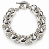 Sterling Silver Oversized Rolo Link Bracelet w/ Toggle Clasp