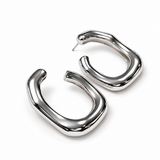 Sculptural Sterling Silver Statement Hoop Earrings