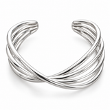 Sterling Silver Sculptural Crisscross Cuff Bracelet