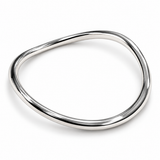 Sculptural Sterling Silver 6mm Slip-On Bangle Bracelet