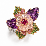 Enchanted Garden Multi-Gemstone Floral Statement Ring
