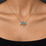 Blue Enamel Unicorn Gold Vermeil Charm Necklace