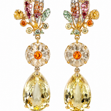 Lemon Quartz, Citrine & Multicolor Sapphire Drop Earrings