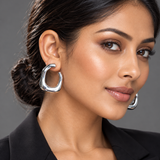 Sculptural Sterling Silver Statement Hoop Earrings