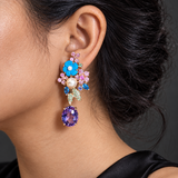 Multicolor Gemstone Convertible Floral Earrings
