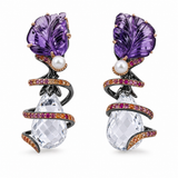 The Amara Carved Amethyst & White Topaz Earrings — One of a Kind