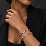 Sculptural Sterling Silver 6mm Slip-On Bangle Bracelet
