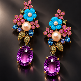Multicolor Gemstone Convertible Floral Earrings