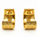 18K Gold Plated Wood Grain Huggie Hoop Earrings