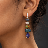 Multicolor Opal & White Topaz Vermeil Drop Earrings