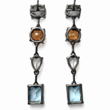 Blue Topaz, White Topaz & Citrine Drop Earrings