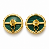 Malachite Statement Stud Earrings in Gold Vermeil