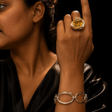 Citrine & Sapphire Abstract Tulip Bloom Ring