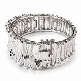 Folded Metal Free Form Textured Bracelet Sterling Silver