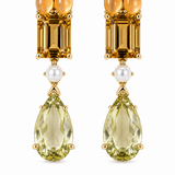 Detachable Lemon Quartz, Citrine & Moonstone Drop Earrings