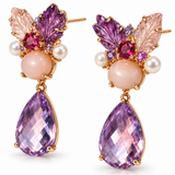 Convertible Rose Quartz, Amethyst & Pink Opal Detachable Earrings