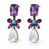 Amethyst & Mother of Pearl Floral Drop Earrings