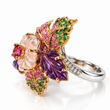 Enchanted Garden Multi-Gemstone Floral Statement Ring