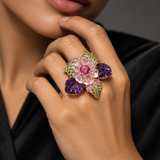 Enchanted Garden Multi-Gemstone Floral Statement Ring