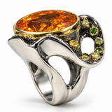 One-of-a-Kind Citrine, Sapphire & Green Tourmaline Statement Ring