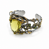 45Ct Lemon Quartz & Tsavorite Statement Cuff