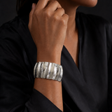 Textured Sterling Silver Wide Cuff Bracelet