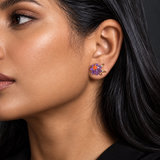 Celestial Bloom Amethyst & Carnelian Starburst Stud Earrings