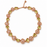 Carved Rose Quartz & Lemon Quartz Floral Necklace