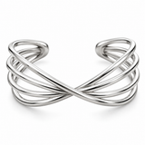 Sterling Silver Sculptural Crisscross Cuff Bracelet
